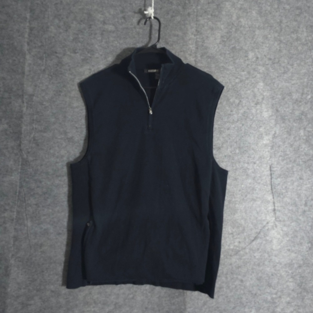 RLX Ralph Lauren Women's Black Quarter Zip Sleeveless Vest L Pima Cotton Logo